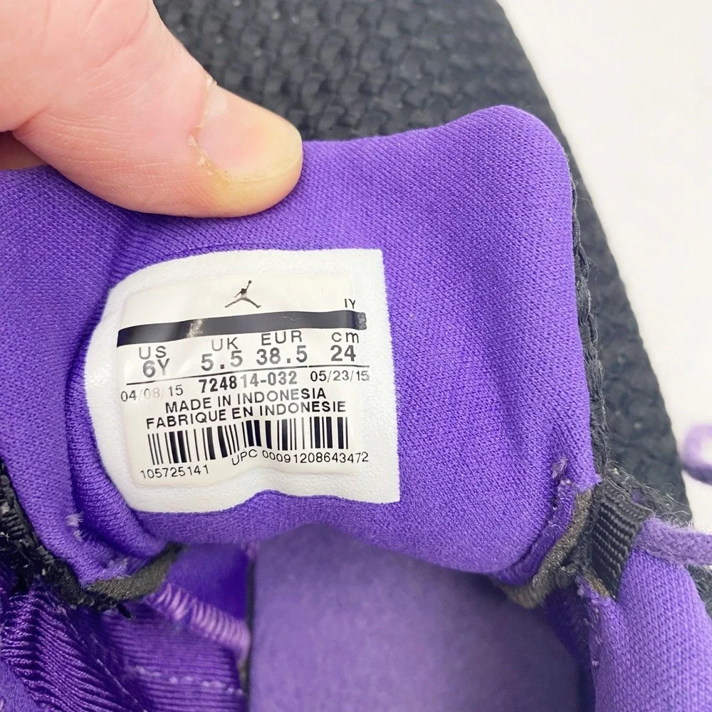Nike Air Jordan Future Low Woven Black Purple 724814-032 Sneakers Kids Size 6Y